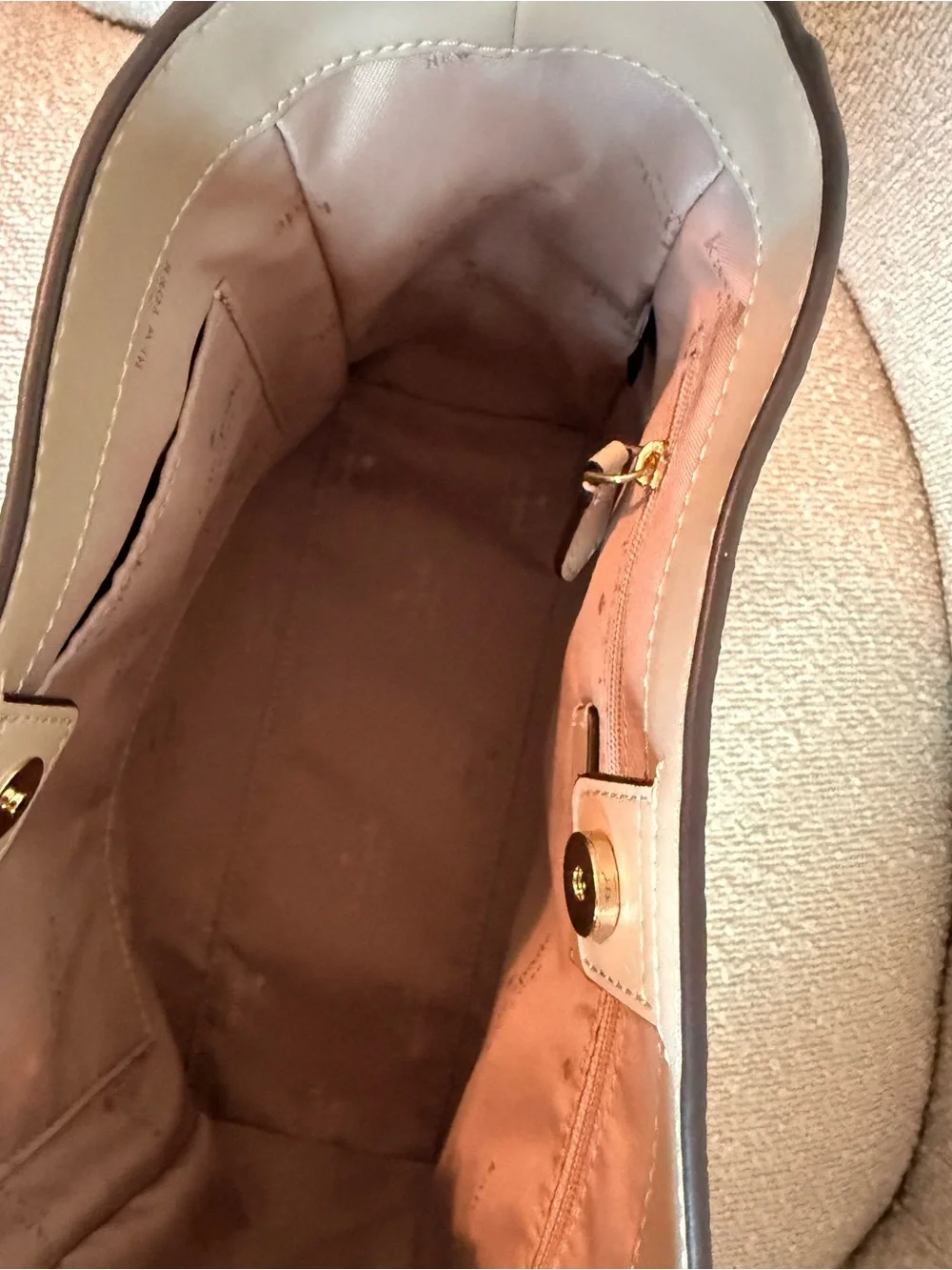 kate spade Cream Pebbled Leather Shoulder Bag with Black Scarf Accent